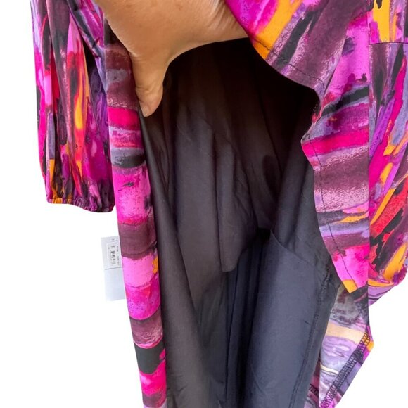 London Times Twist Front Long Sleeve Asymmetric Hem Dress Pink Purple Sz 14 - Picture 9 of 15